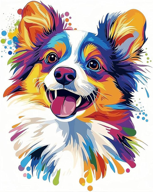 Natuyalo Paint by Number Kits for Adults, Colorful Dog Acrylic Easy Paint by Numbers for Adults Beginner, Animal DIY Painting by Numbers for Gift Home Wall Decor 16" x 20"