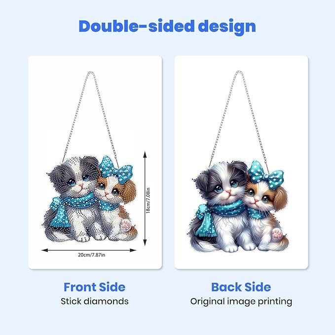 MXJSUA Shih Tzu Dog Diamond Art Hanging Kits for Adults Beginners, DIY Acrylic Special Shaped Crystal Diamond Gem Drills Pendant Art Painting Ornament for Home Wall Decor Gift