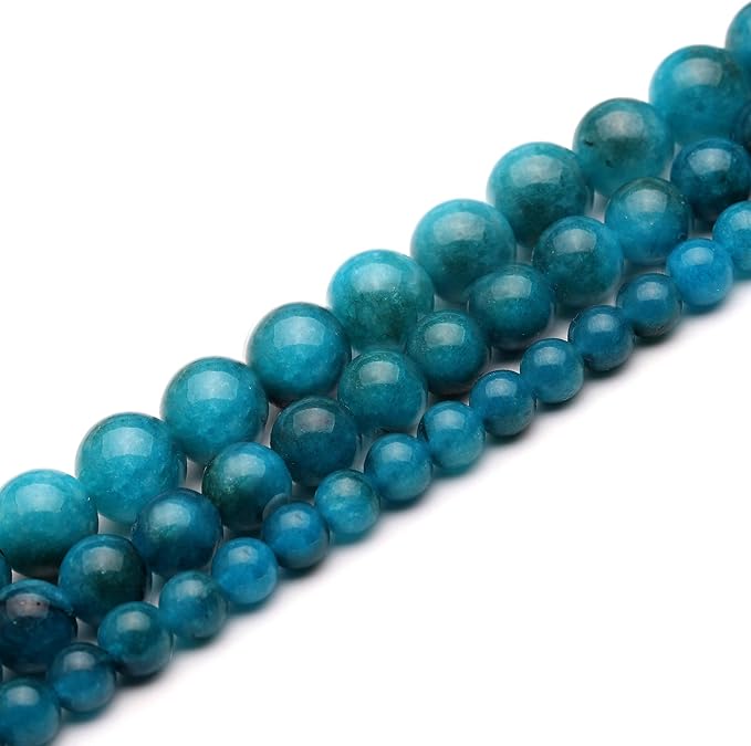 youngbling natural gemstone beads for jewelry making,10mm blue apatite polished round smooth stone,genuine real stone beads for bracelet necklace 15 inch(blue apatite,10mm)