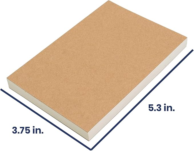 LayFlat Sketchbook - 3.75 x 5.3 Inches - Kraft Blank Note Book, 64 Sheets, Thick 100gsm Paper, for Drawing, Sketching, and journaling