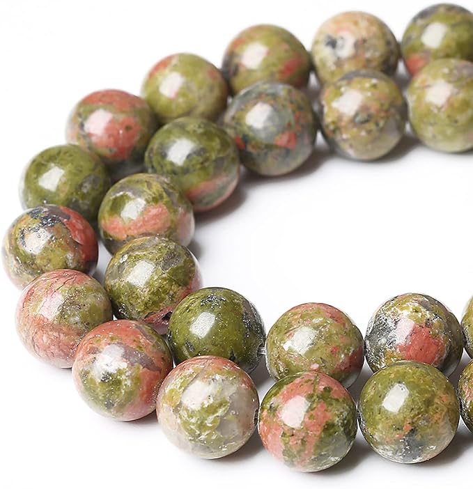 38pcs 10mm Natural Unakite Gemstone Beads Round Loose Beads for Jewelry Making DIY Bracelet Necklace