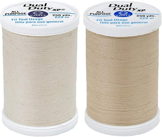 Coats Natural & Buff Bundle - Dual Duty XP General Purpose Thread 250 Yards Each