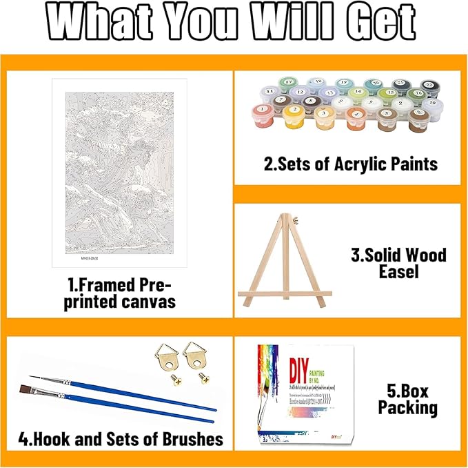 Axquilon Framed Paint by Numbers Kit for Adults-Jesus Adult Paint by Number Kits with Easel, Easy Adults' Paint-by-Number Kits Oil Painting for Gift Home Wall Decor 8x12in