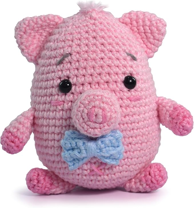 CIRCULO Amigurumi Crochet Kit - Baby Farm - All Included, Easy Instructions - Beginner Animal Crochet Set - Premium Yarn – Piglet
