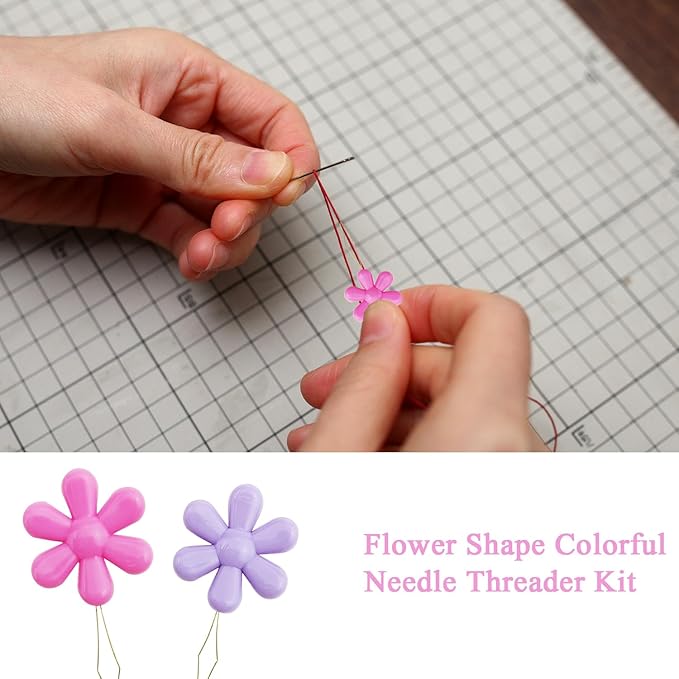 40 PCS Needle Threader Set, Flower Shape Colorful Needle Threader Kit Used for Hand Sewing Cross Stitch Repair Clothing, Assorted Colors Designed for Mending Clothes