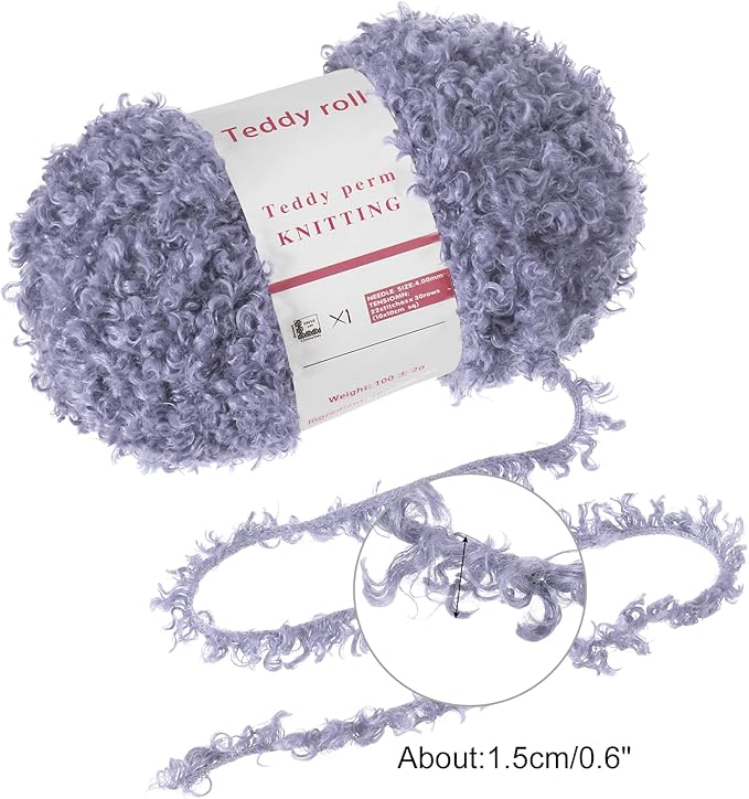 MECCANIXITY 1 Skeins Eyelash Yarn Fur Soft Fluffy Chunky Polyester Yarn Fuzzy Dark Purple for Crocheting Knit DIY Clothes Bag - 55Yard/50m, 3.53oz