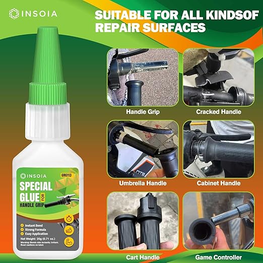 Grip Glue, 20g Quick Dry Handlebar Grip Adhesive for Motorcycle, Dirt Bike, ATV, Bicycle, Ebike & Snowmobile – Quick-Dry, Waterproof, Flexible Repair Clear Glue