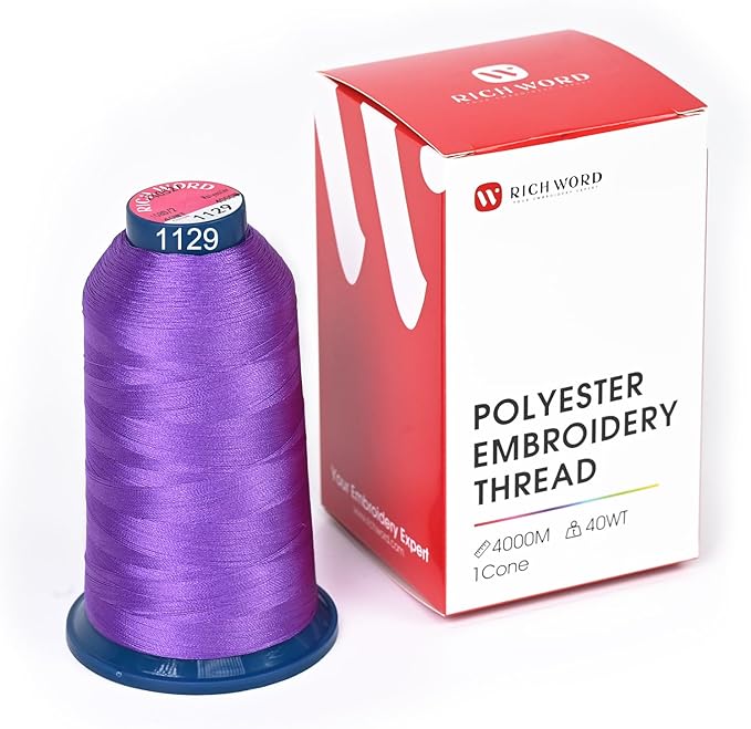 Poolin Embroidery Machine Thread Richword Selected Purple 4000M 40WT Polyester Embroidery Thread – Smooth, Strong Single Spool for Home & Commercial Machines 1129