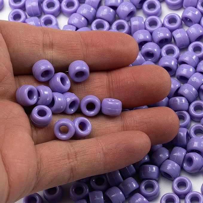 Gxueshan 1000 Pcs Acrylic Plastic White Pony Beads 6x9mm Bulk Kandi Beads for Friendship Bracelet Necklace Jewelry Making Pens Hair Braiding Kit (Violet blue2)