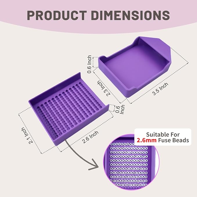 3 Pcs 2.6mm Mini Fuse Beads Picking Tray Kit, Efficient Sorting Tools with Effortless Beads Recovery, User-Friendly for Iron Bead Beginners (Transparent Purple,Pink,Purple)
