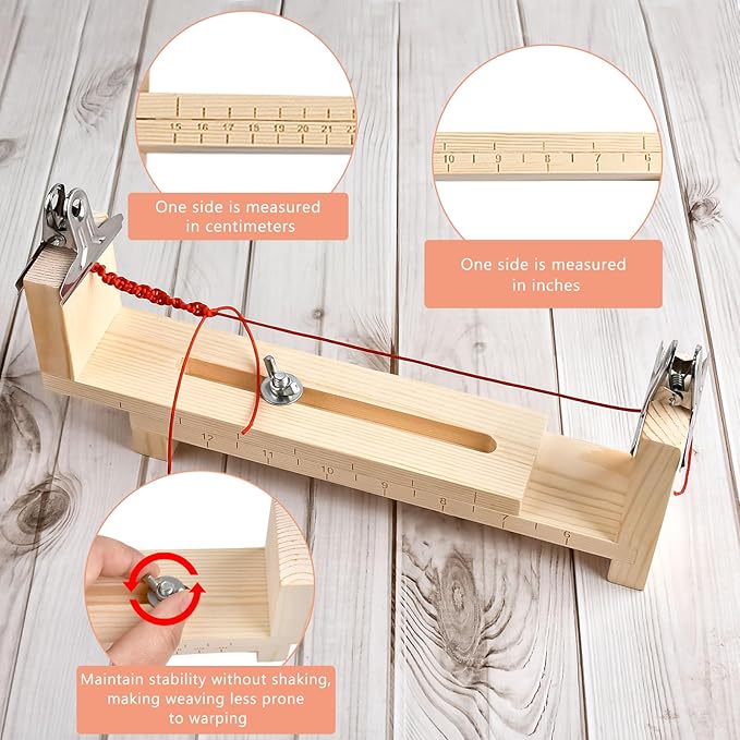 Worldity Paracord Bracelet Making Kit, Wooden Paracord Jig with 3 Rolls Nylon String and 2 Clamp, DIY Bracelet Maker for Paracords, Ideal for Crafters, Men, Women(Black, White, Red)