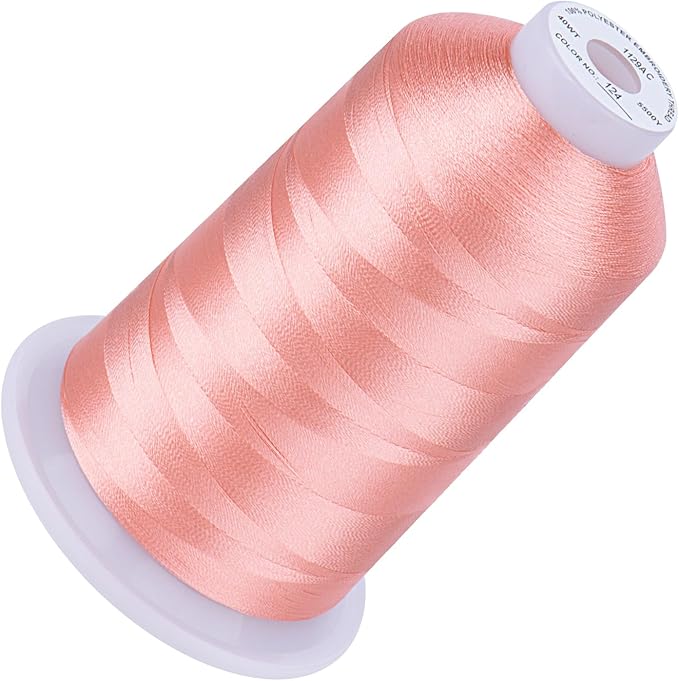 Simthread 5500Yds Embroidery Thread, 5000M High-Yardage 40WT 100% Polyester Thread – 170+ Vivid Colors, High-Speed Rated – Compatible with Brother, Singer, Janome & More - Fresh Pink 124