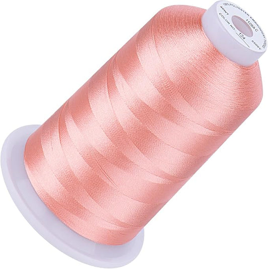 Simthread 5500Yds Embroidery Thread, 5000M High-Yardage 40WT 100% Polyester Thread – 170+ Vivid Colors, High-Speed Rated – Compatible with Brother, Singer, Janome & More - Fresh Pink 124