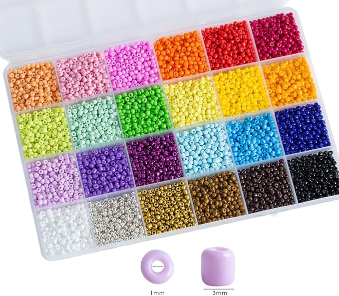 Rainbow Color 3mm Seed Beads, 5200Pcs Glass Seed Beads Kit with Storage Box for DIY Necklace Bracelet Crafts