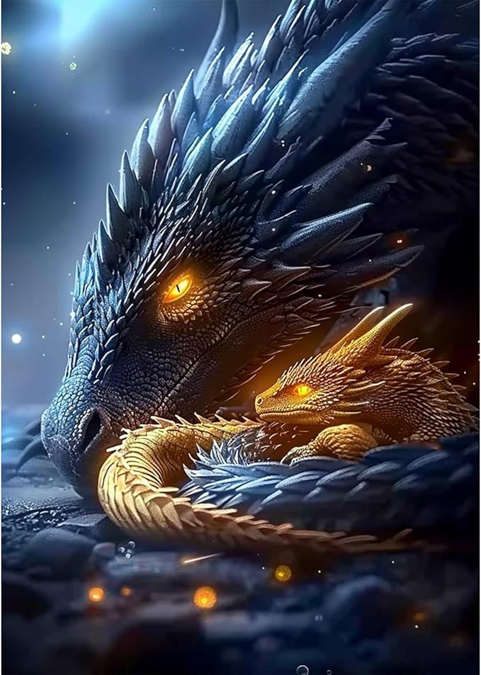 SENQAO 5D Dragon Diamond Painting Kits for Adults, Dragon Diamond Art Kits for Adults Beginner, DIY Full Drill Diamond Dot Gem Painting for Home Wall Decor 12x16 inch