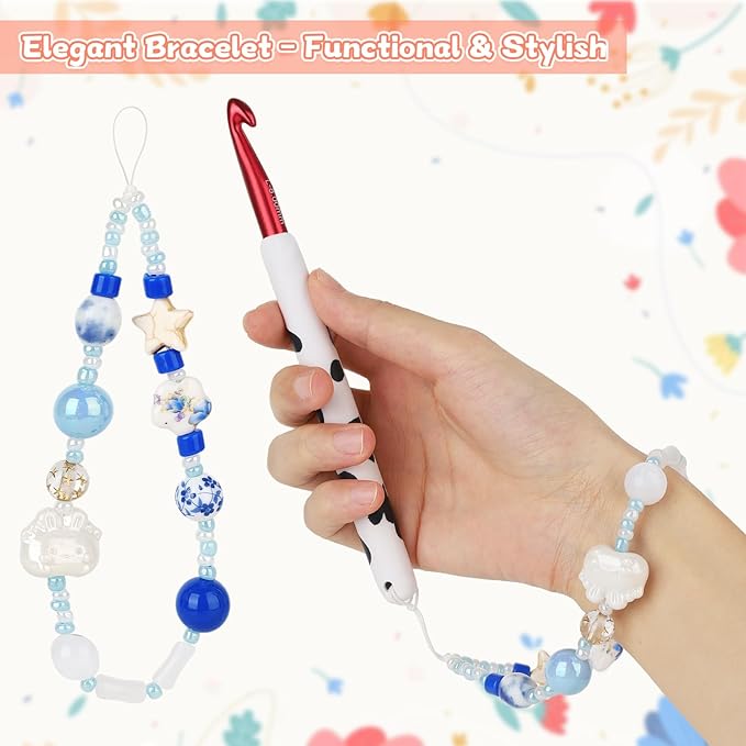 Coopay Crochet Hooks, Crochet Hook with Soft Polymer Clay Handle and Attached Bracelet - Stylish & Practical - 8.0mm (M-13)