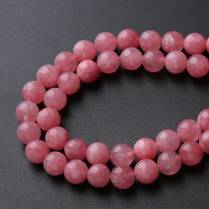 36pcs 10mm Natural Rose Pink Chalcedony Stone Round Loose Beads for Jewelry Making DIY Bracelets Necklaces Crystal Energy Healing Stone Beads 15" (10mm, Rose Pink Chalcedony)