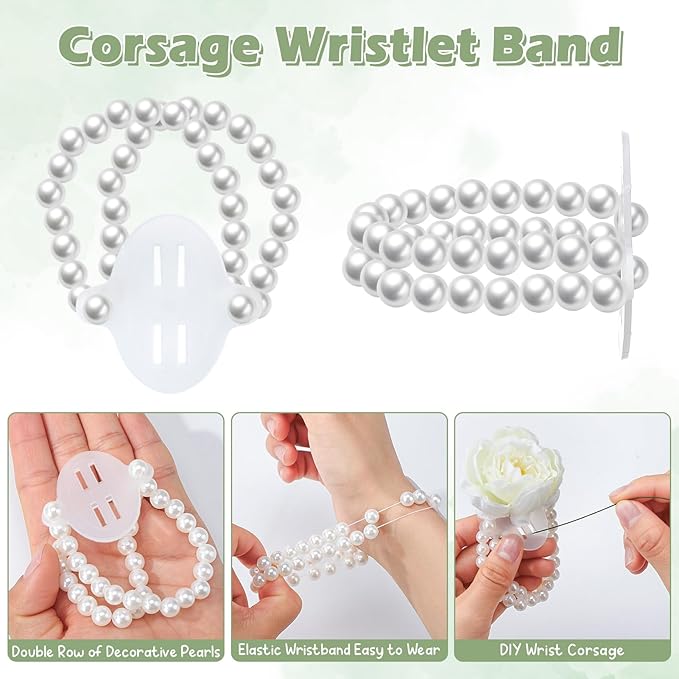 Hoemwarm Wrist Corsage Making Kit Floral Arrangement Supplies DIY Boutonniere Bouquet Craft Set Includes Floral Tape Wire Cutters Pearl Bands Plastic Boxes Ribbon Pins
