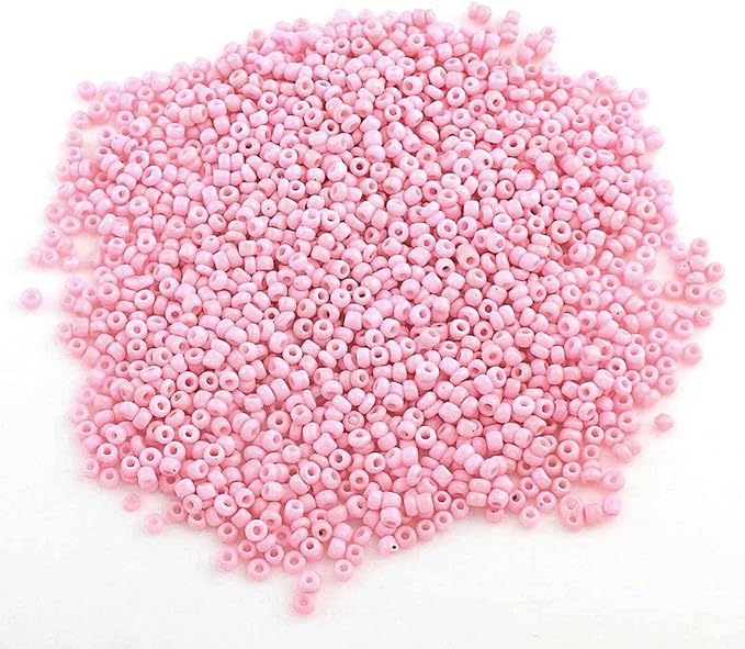 Perlin Glass Seed Beads 2mm 11/0 Round Mini Small Pony Beads 6500pcs for Making Earrings Bracelets Pendants Waist Jewelry DIY Handmade Opaque Color Kit (Pink)
