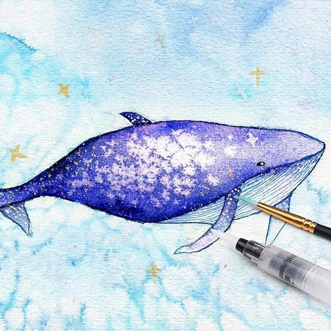 Dyvicl Metallic Watercolor Paint Set, 12 Shimmer Colors with Water Brush, Glitter Watercolors for Painting, Illustrating, Card Making, Coloring Books