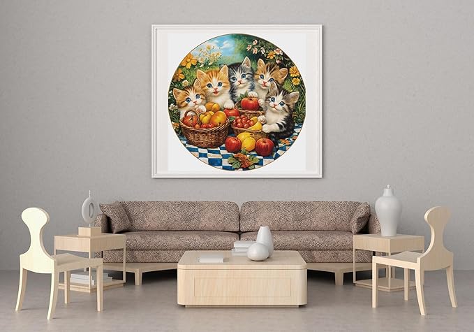 moohue stamped cross stitch kits for adults animals cats and fruit 14ct pre printed cross stitch kits for beginners (animals cats and fruit)