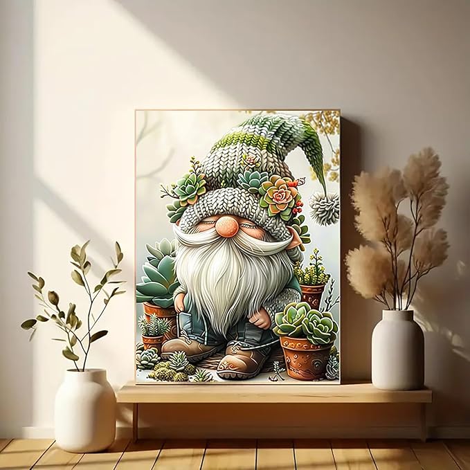 Easy Paint by Numbers Kit for Adults Beginner, Gnome Adult Paint by Number Kits on Canvas, DIY Painting with Numbers for Adults, Acrylic Simple Oil Paint by Number Kits for Home Wall Decor 16x20 In