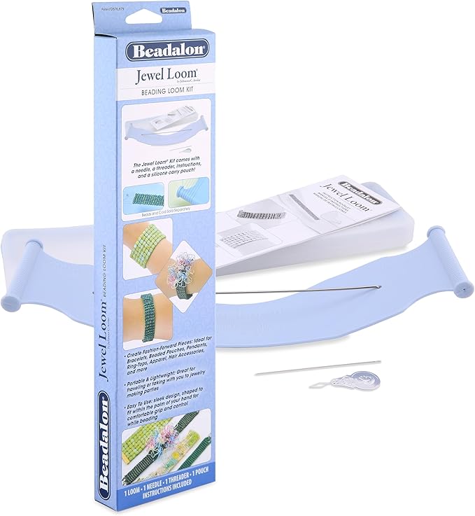 Beadalon Jewel Loom Kit with Bag, Needle & Threader – Complete Starter Set for Bracelets & Woven Designs