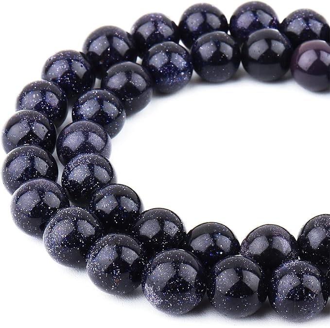 Stone Beads for Jewelry Making - 6mm Gemstone Round Beads for Bracelets(58-60pcs, Blue Sand)