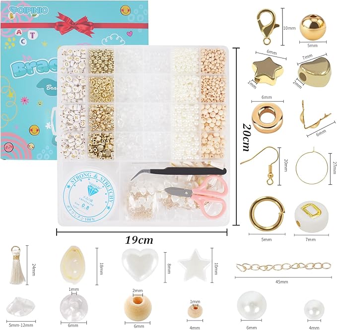 TOIPINIO Bracelet Making Kit Jewelry Making Supplies Kit Natural Stone Beads for Irregular Natural Stone with for DIY Craft-1736 PCS Friendship Bracelet/Necklace/Earrings for Adults (Clear Crystal)