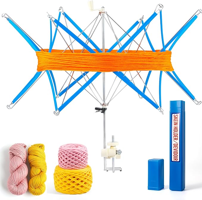 Yarn Swift, Yarn Umbrella Swift for Crocheting, Holder for Skeins Flexible Lightweight Foldable Design, Height & Diameter Adjustable to Suit Space, Ideal Helper for Yarn Knitting Enthusiasts