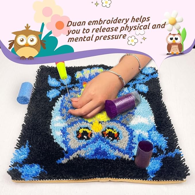 YOOTOM Latch Hook kit Rug DIY Handcrafts for Adults, Pre-Printed Canvas Handmade Carpet Cushion Crochet Yarn Needlework Tapestry 3D Crafts for Home Decor, 20x15in