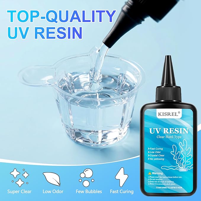 KISREL UV Resin Jewelry Making Kit, 200g Crystal Clear Resin with Light and Molds, DIY Jewelry Making Kit, Resina Starter Kit for Keychain and Earring