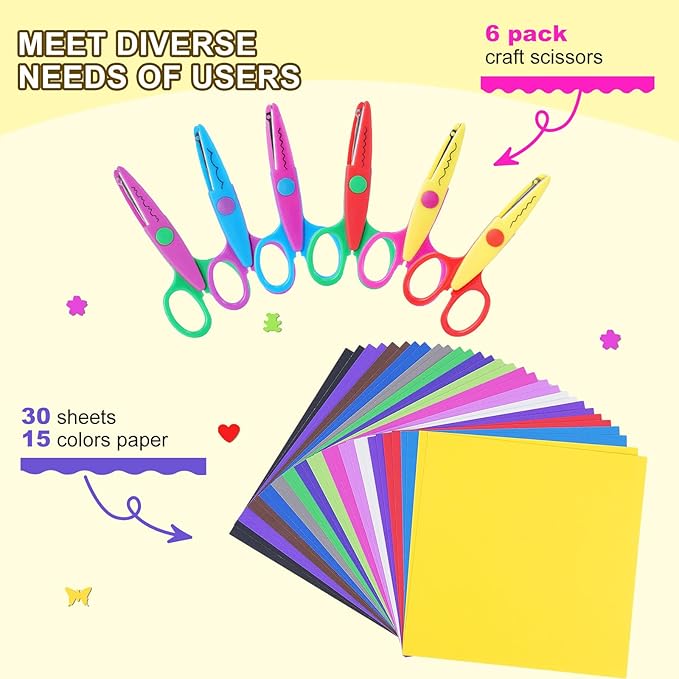 UCEC 36 Pack Craft Scissors - Decorative Edge, Zig Zag, Scrapbooking, Fancy, Pattern Scissors for Crafting