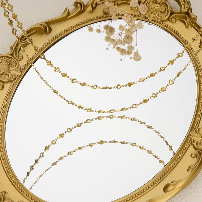 GTVOODX 18k Gold PVD Bulk Chains for Jewelry Making 13 Feet Stainless Steel Cross Flower Link Chain Waterproof Hypoallergenic DIY Permanent Jewelry Making Supplies