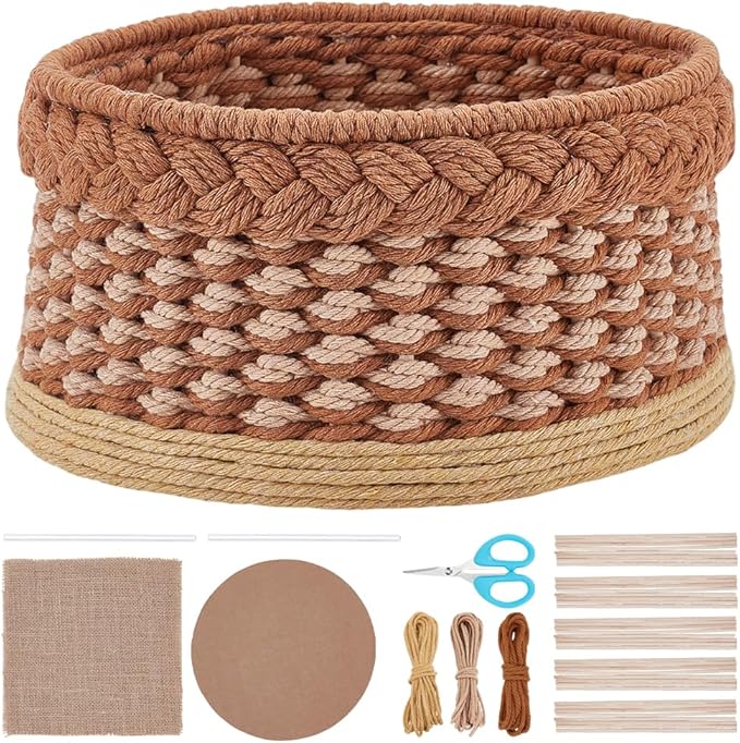 ACRNIGHEET Macrame Basket Weaving kit Weaving Kit for Adults Beginners with Step-by-Step Tutorials Storage Basket Making Kits Craft Gift Ideas