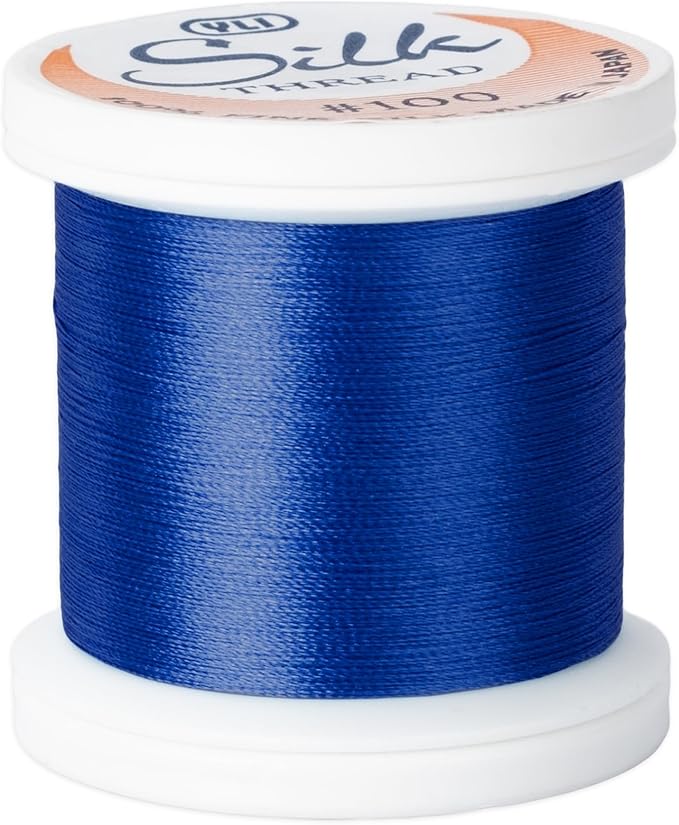YLI Threads Silk Thread – 100 wt Fine Japanese Silk for Appliqué, EPP, and Quilting - Royal Blue