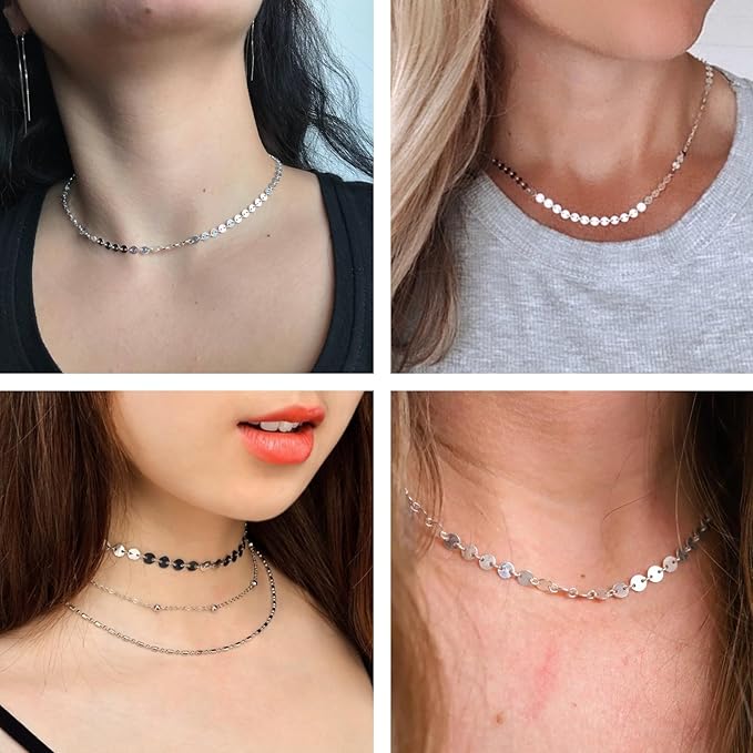 Jabogrii 5 Meters Silver Circle Sequin Jewelry Making Chains DIY Necklace Bracelet Copper Chain for Jewelry Making Round Chain Link Roll