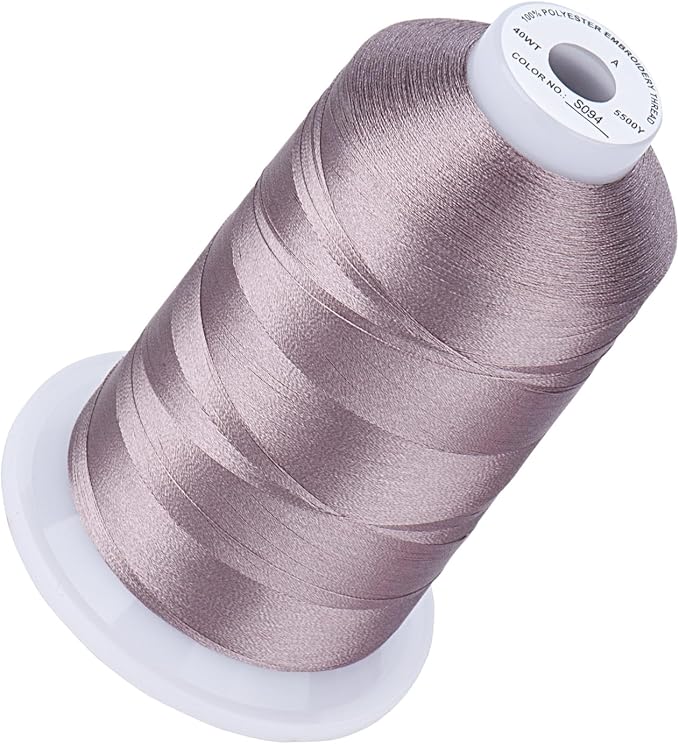 Simthread 5500Yds Embroidery Thread, 5000M High-Yardage 40WT 100% Polyester Thread – 170+ Vivid Colors, High-Speed Rated – Compatible with Brother, Singer, Janome & More - Silver Gray S094