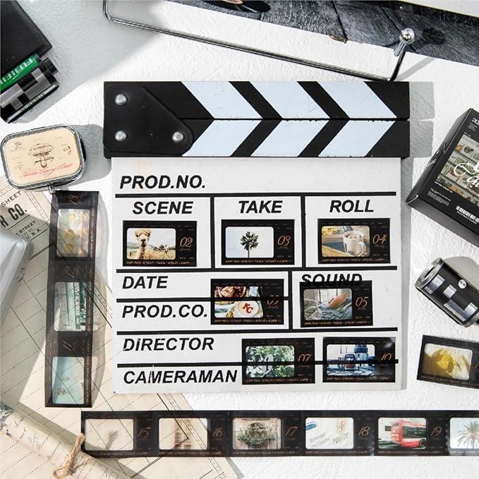 365 Pieces Exquisite Vintage Filmstrip PET Sticker Tape, Aesthetic Decorative Movie-Themed Stickers for Scrapbooking, Journaling, Waterproof DIY Crafts, and Junk Journal Supplies