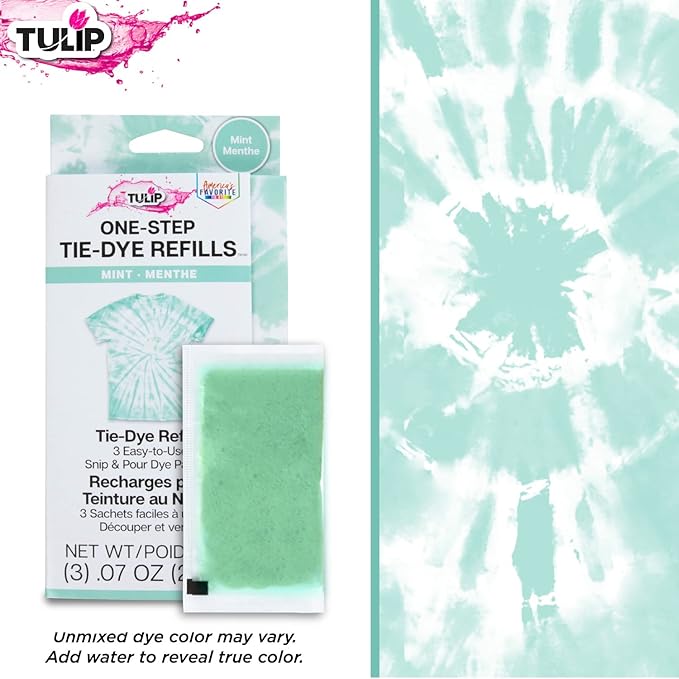 Tulip One-Step Tie-Dye Kit , 3 Fabric Dye Refill Packs, Packs, Mint