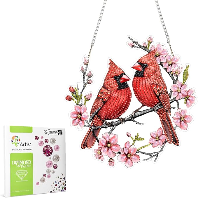 MAXBYE Diamond Art Painting Pendant Kits, 5D Diamond Painting Hanging Ornament Hummingbird, DIY Diamond Crystal Window Pendant Kit for Adults Gift Wall Home Decoration