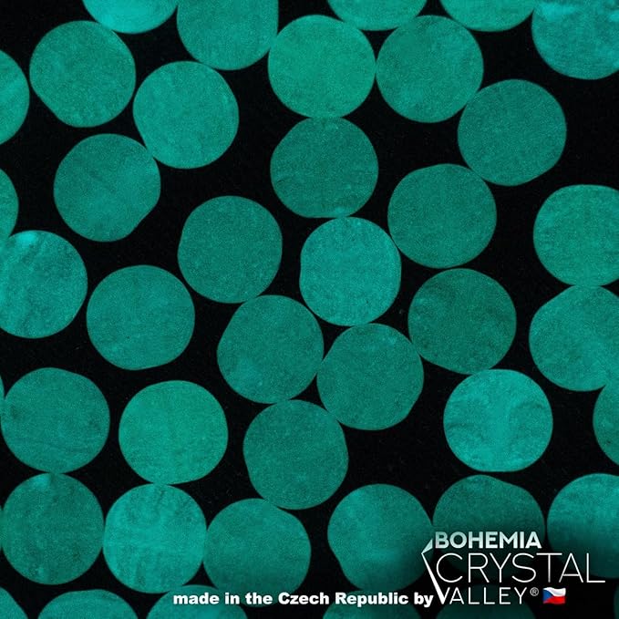 0.88oz (ab. 70pcs) Flat Round Coin 1-Hole Glass Beads, 0.31 inch (8mm), Czech Republic, Dirty Bright Green - Glow in The Dark Bright Blue