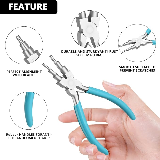 2 pieces 6 in 1 jewelry pliers jewelry making tool bail making pliers wire bending pliers wire bending for beading looping shaping wire diy crafts,bending jewelry makings looping crafts