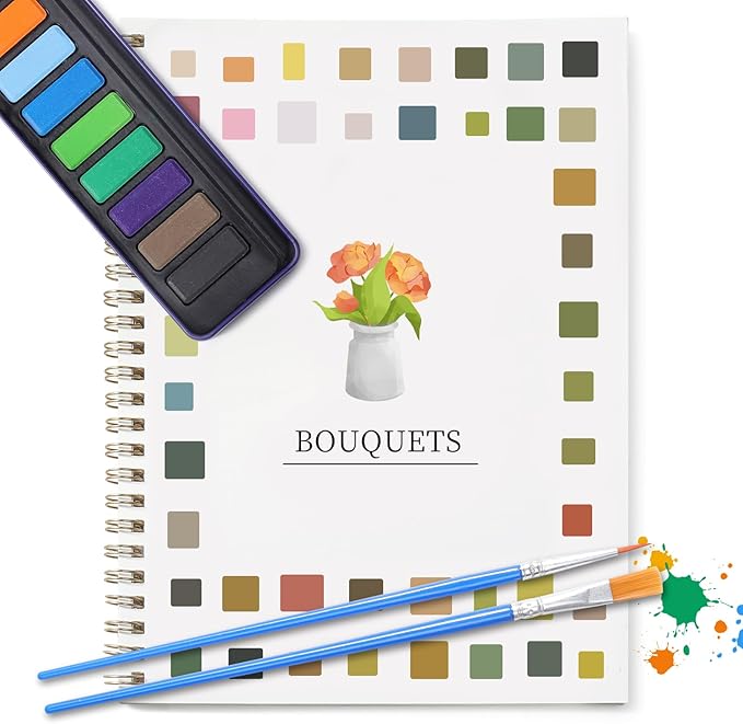 Dancart Watercolor Kit with Outlines, 12 Colors Rustproof Box, 3 Brushes & Multi-Theme Painting Kit for Teens & Adults