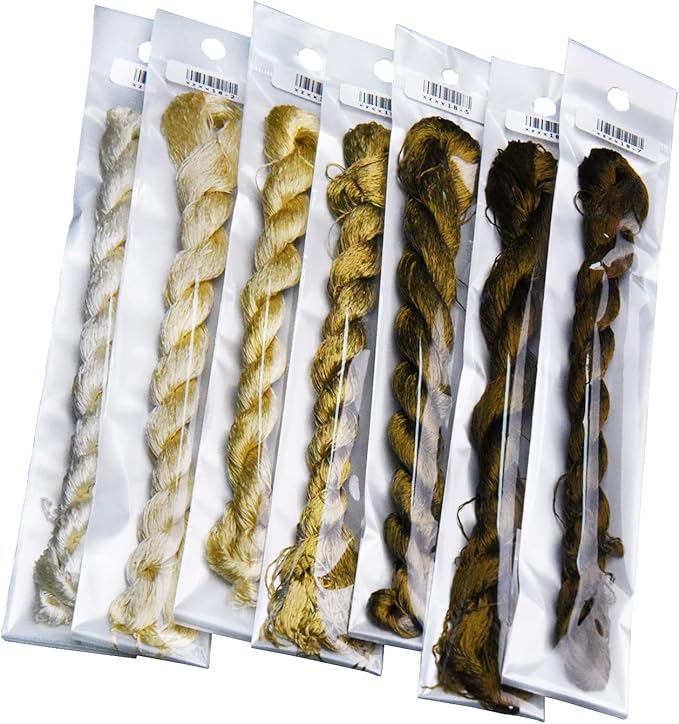 Natural 100% Silk Thread, Handmade Embroidery Thread Silk Floss 7 Colors 110m Each (18)