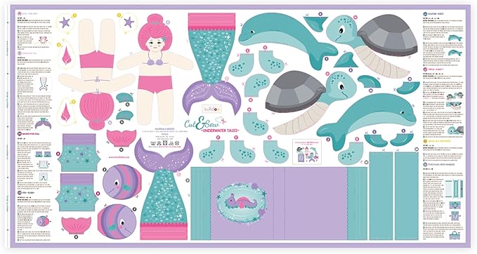kullaloo Sewing kit for Kids Beginners - DIY Craft for Girls & Boys - Cut & Sew Fabric Panel Mermaid (Underwater Tales)