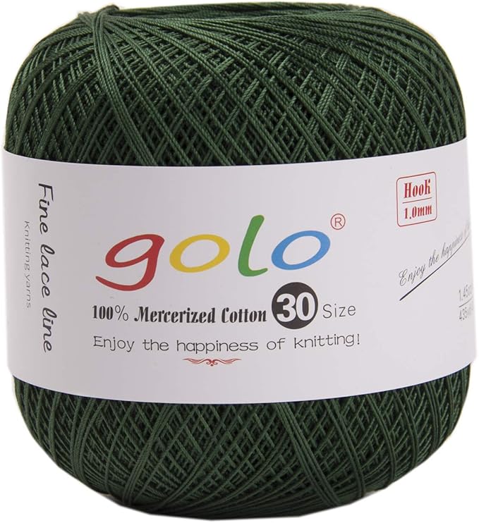 golo Crochet Yarns Size 30 for Hand Knitting Green Yarn 890