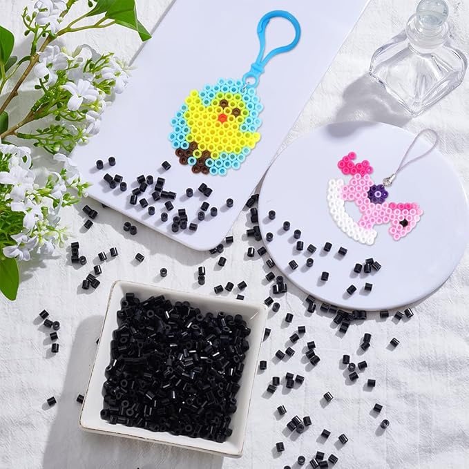 sofpalte 1000pcs black melting beads bulk 5mm iron beads black bulk with 3mm hole inventory refill pack compatible hama melting crafts for diy crafts handmade decoration birthday gifts adults