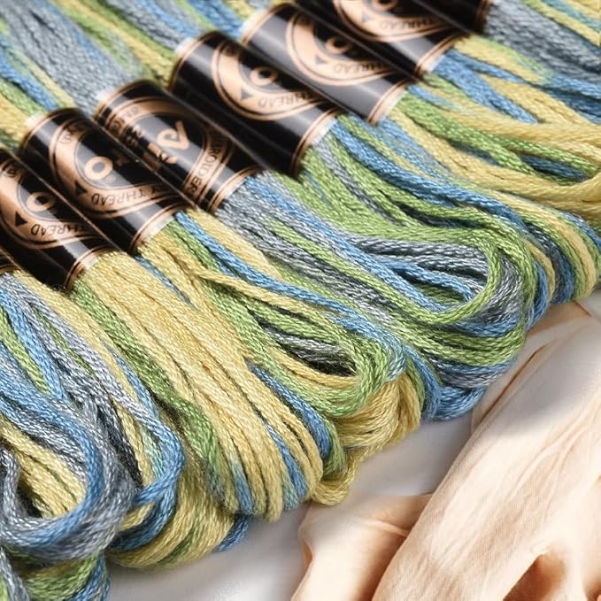 10 Skeins 6 Strands Green Variegated Embroidery Floss Polyester Gradient Cross Stitch Thread Friendship Bracelets Yarn Threads String Bulk for Hand Sewing Jewelry Crafts Bracelet Crochet Diy