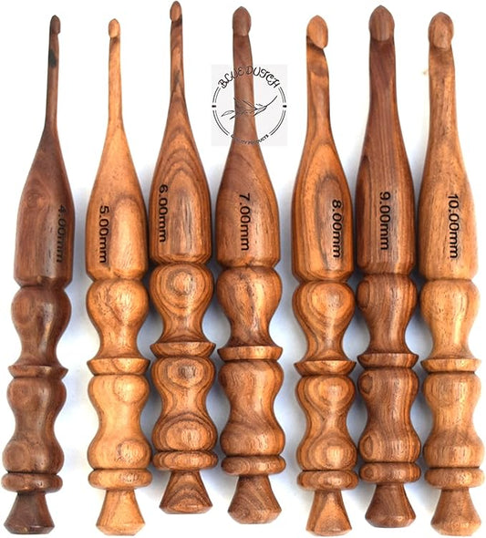 SHEESHAM Wood Crochet Hooks Set of 7 PCS 4MM to 10MM Size Set